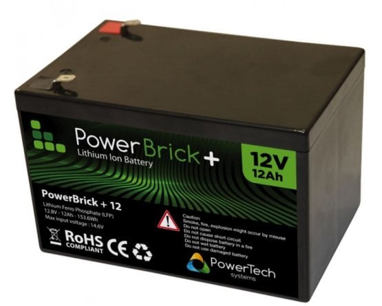 PowerBrick LiFePO4 genopladeligt batteri 12Volt/12Ah