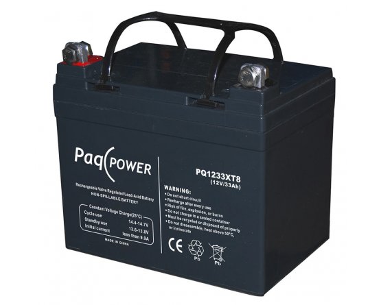 12V/33Ah PaqPOWER VRLA battery 10 years Extended