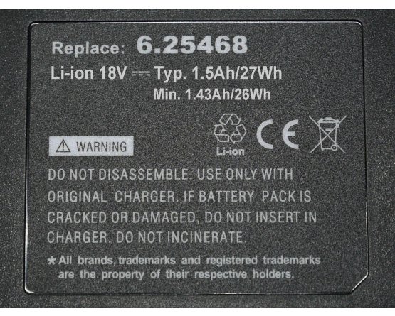 Metabo ASE 18 LTX battery 6.25468 18v/1,5Ah Li-Ion