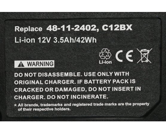 Milwaukee 2330 battery 48-11-2401 12v/3,5Ah Li-Ion