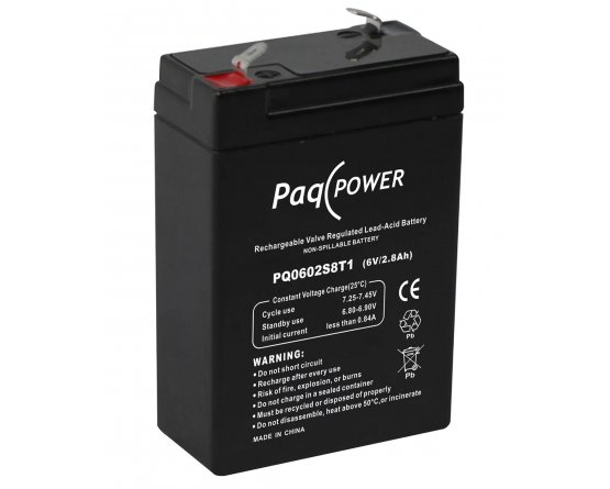 6V/2.8Ah PaqPOWER VRLA battery 5 years Superior
