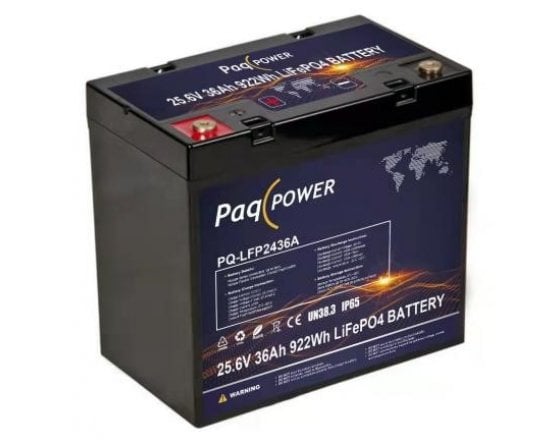 24V (25,6V) 36Ah 922Wh LiFePO4 PaqPOWER battery