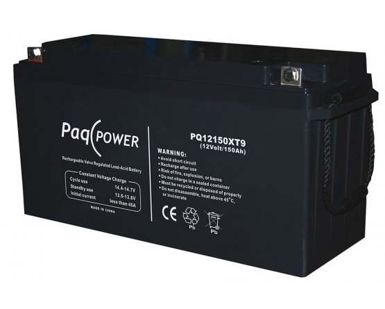 12V/150Ah PaqPOWER VRLA battery 10 years Extended
