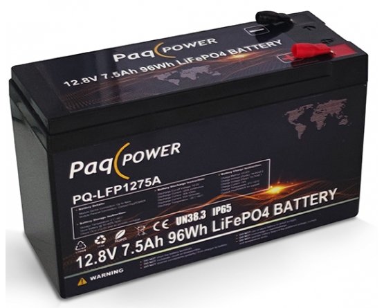 12V (12,8V) 7.5Ah 96Wh LiFePO4 PaqPOWER battery
