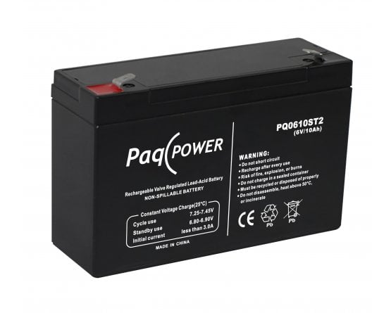 6V/10Ah PaqPOWER VRLA battery 5 years Superior