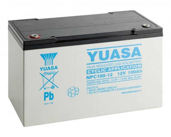 12V/100Ah Yuasa VRLA battery up to 600 cyclic design life