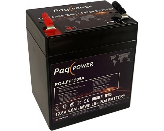 12V (12,8V) 4.6Ah LiFePO4 PaqPOWER battery