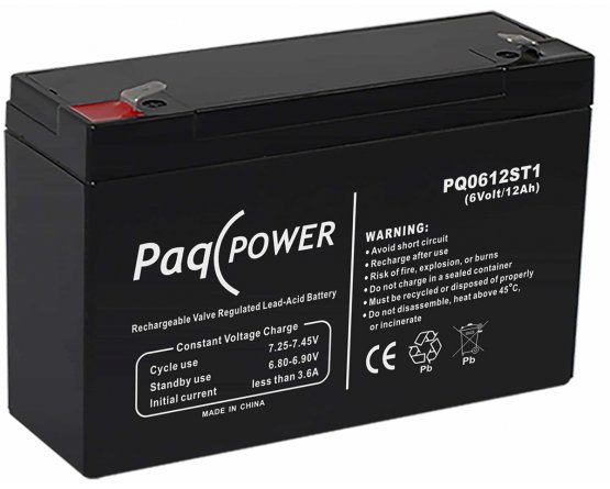 6V/12Ah PaqPOWER VRLA battery 5 years Superior
