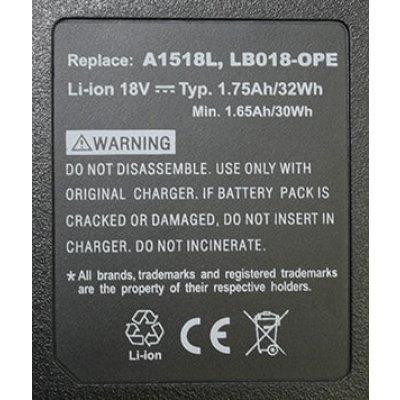 Black & Decker GKC1000L battery A1118L 18v/2Ah